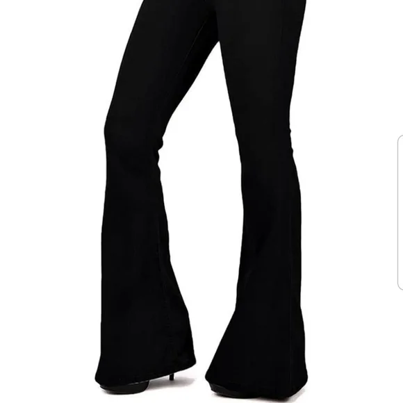 Fitted Bell Bottom Flare Jeans Y2K- Black - Picture 4 of 9